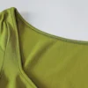 Women's Long Sleeve Ruched Bodycon Dresses Bell Sleeve Sexy Square Neck LowCut Cocktail Club Party Mini Short Dress