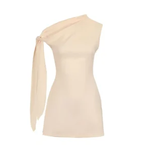 Summer New Women A-Line Dresses Streetwear Fashion Ribbon Skew Collar Casual Slim Dress Solid Sexy Off Shoulder Knitted Dresses