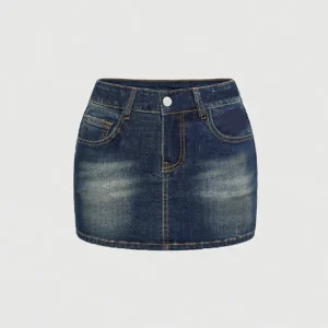 2026 Summer Women's High Waist Letter Print Denim Mini Skirt Y2K Distressed Bodycon Jean Skirt Casual Streetwear for Party Club
