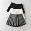 Zoki Sexy Women Pleated Skirts High Waist Summer Vintage Mini Skirts Korean Tennis Student White Designed Dance Skirt