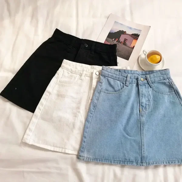 Sf3200ff400014acd89b925256ef48e83M.webp Women's Summer Skirt Casual Big Size Jeans A-line Short Skirt High Waist Denim Vintage Tassel Female Clothing DURIKIES