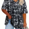 Sf41b57ad7db2411dafff47b1ab0fe42eR.webp Plus Size All Over Print T-Shirt - Casual Short Sleeve Top for Spring & Summer