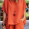 06cce3e7686c9cfecf98dec20c5601a9_1741576542570.jpg Ladies' Summer New Solid Color Linen Shorts Suit