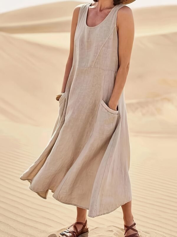 2ea813e4-4bb6-49e5-8617-279668b5de84.jpg Khaki Pocketed A-Line Midi Dress