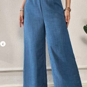 Women's Everyday Comfortable Elastic Waist Wide-Leg Pants – Navy