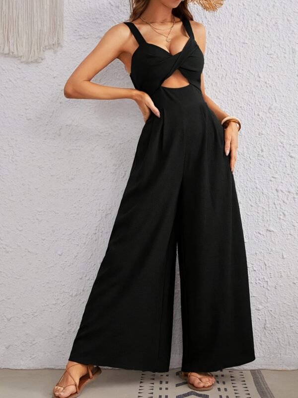 5dcb60ae-f21d-48c4-8c99-71c78fffcbbc.jpg Summer Women's Twisted Pleat Front Cutout Wide-Leg Jumpsuit