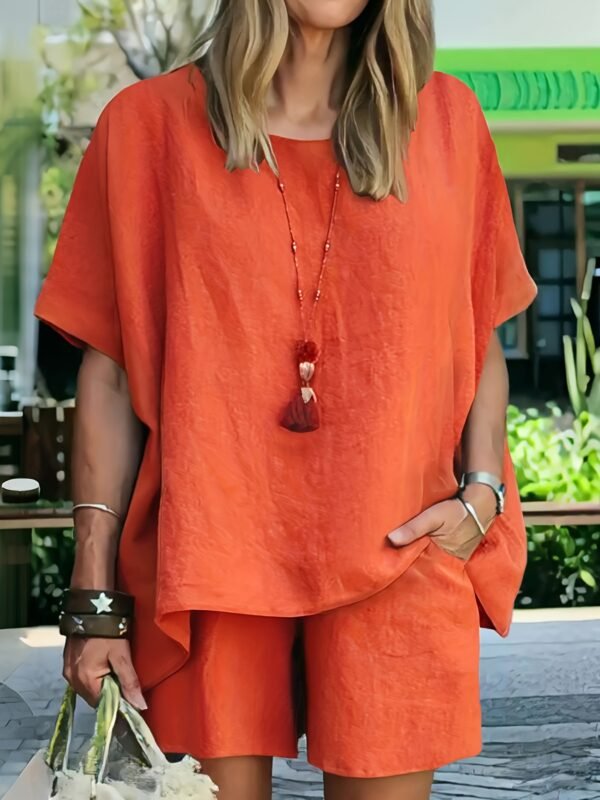7456853f-8f4f-4fd5-a0f2-00ca09120ee3.jpg Ladies' Summer New Solid Color Linen Shorts Suit