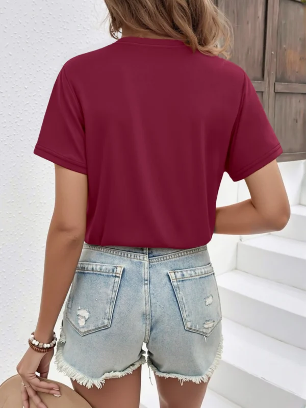 S1a7d0817ce144b0db6491858f8b3f426Z.webp Soft V Neck Short Sleeve T-Shirt, Breathable Stretchy Basic Tee for Women, Casual Summer Wardrobe Essential Blouse