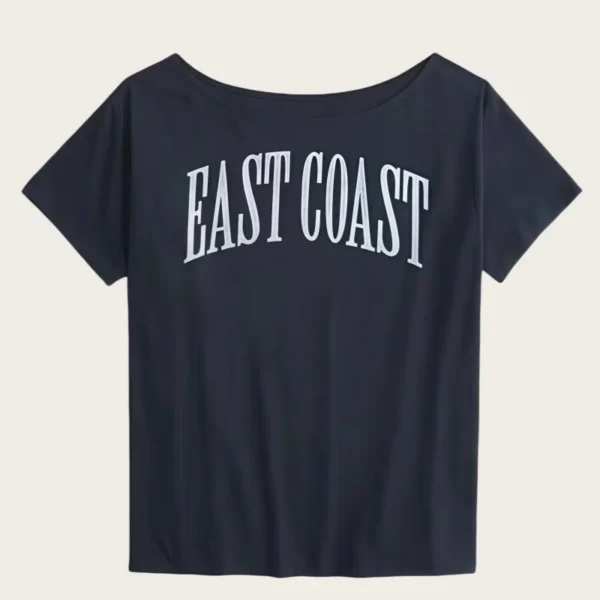 S268263be8320426b91dd66548c001d32l.webp American-Style Short-Sleeved T-Shirt for Women, Summer Design, Finterest Slimming, Loose, Retro Off-Shoulder Top