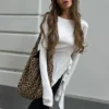 S2cde738b79474958bdaca47660a18c5do.webp Tossy White Knit Slim T-shirt Pullover Female Ruffled Patchwork See-Through Long Sleeve Y2k Sexy Inner Top Women's Knitwear Tee
