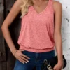 Fashionable elegant V-neck women's loose sleeveless pure color vest