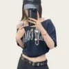 S4ac33c5e732f4c6e9770d217e082a4d3m.webp American-Style Short-Sleeved T-Shirt for Women, Summer Design, Finterest Slimming, Loose, Retro Off-Shoulder Top