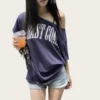 S583bf6abd3fa4b7784a8f9c6f5df220d0.webp American-Style Short-Sleeved T-Shirt for Women, Summer Design, Finterest Slimming, Loose, Retro Off-Shoulder Top