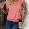 Fashionable elegant V-neck women's loose sleeveless pure color vest