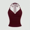 Sb4cc9713213247669877603c0bcec546d.webp Women's Sexy Drape V-Neck Metal Decor Slim Fit Backless Halter Neck Cami Top Casual Solid Color Back Tie-Strap Crop Top 2026