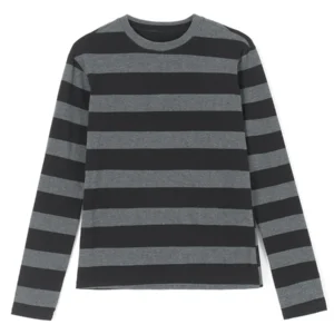 y2k Aesthetic T Shirt Women Grey Striped Long Sleeve Tops Gothic E Girl Punk Dark Academia Clothes Streetwear