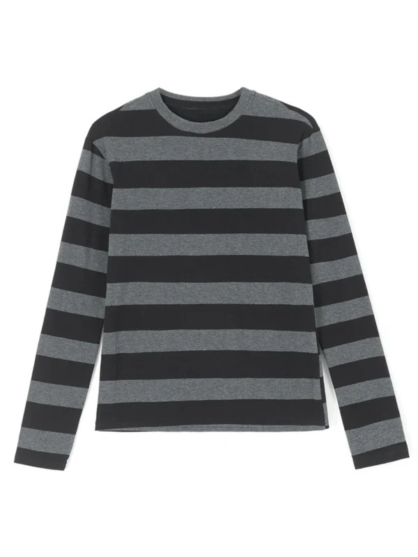 y2k Aesthetic T Shirt Women Grey Striped Long Sleeve Tops Gothic E Girl Punk Dark Academia Clothes Streetwear