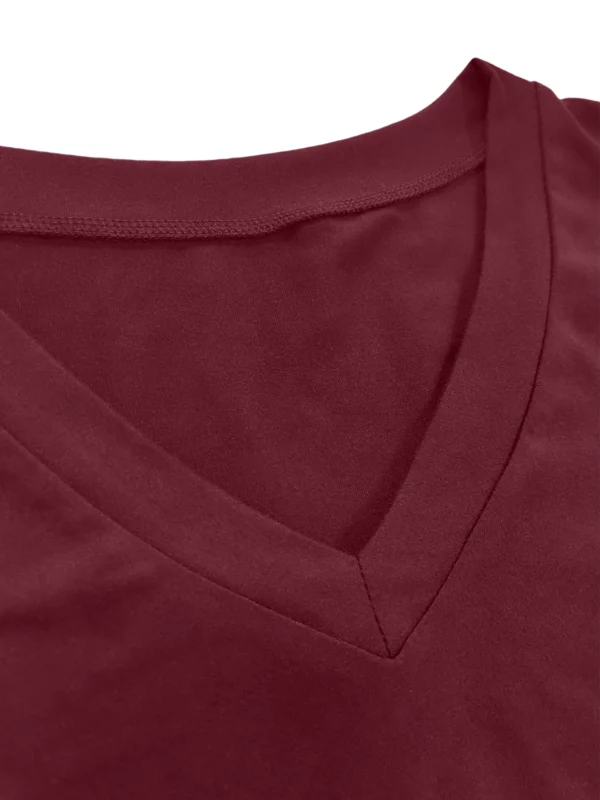 Sbd7eeb9138964340a993b140b540995ae.webp Soft V Neck Short Sleeve T-Shirt, Breathable Stretchy Basic Tee for Women, Casual Summer Wardrobe Essential Blouse