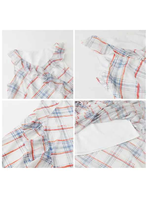 Sc447684490a1480f81d1fde2f052f072U.webp CHIC VEN Fashion Women Dresses A Line V Neck New Sleeveless Retro Suspender Plaid Irregular Ruffled Vacation Dress Summer 2026