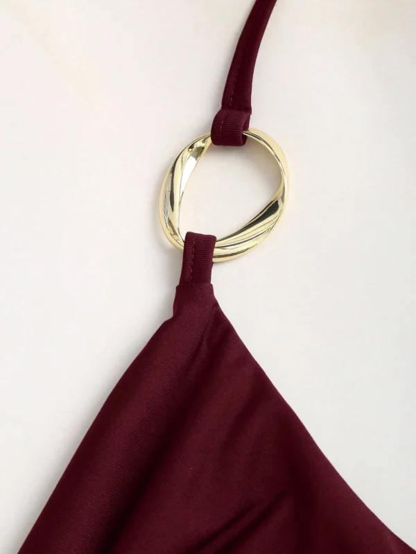 Scda6f146b34345618cd99b0ecdd4d433F.webp Women's Sexy Drape V-Neck Metal Decor Slim Fit Backless Halter Neck Cami Top Casual Solid Color Back Tie-Strap Crop Top 2026