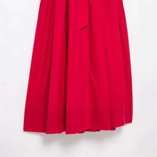 Slimming Independent Station Dress Strap Design Casual Polo Collar Ankle-Length Polyester Fiber Full Sleeve Women's Dress