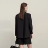 Amii Women's Blazer 2026 Spring New Casual Notched Lapel Shoulder Pad Coat 3D Floral Detail Women's Versatile Loose Top