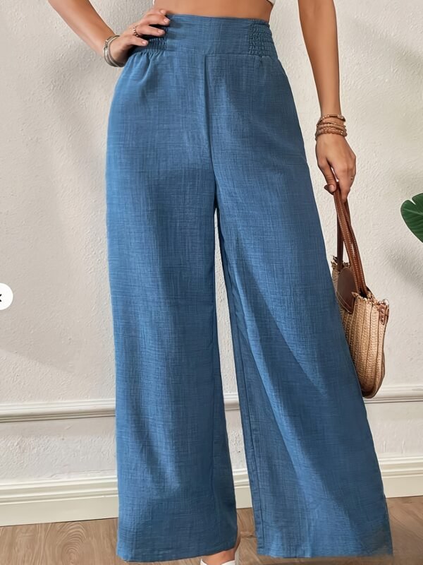 a8a50128-6708-4981-b6cc-1e94bfe59268.jpg Women's Everyday Comfortable Elastic Waist Wide-Leg Pants – Navy