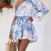 Women's Full Print Asymmetrical Neck Loose-Fit Jumpsuit