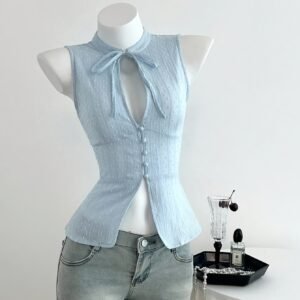 e8a05545-c949-4480-9b71-551b63ce2832.jpg Women'S Jacquard Button Design Lace-Up Shirt